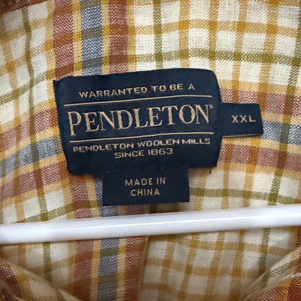 Pendleton Cream and Brown Plaid Short Sleeve Button-Down Shirt - Picture 2 of 6